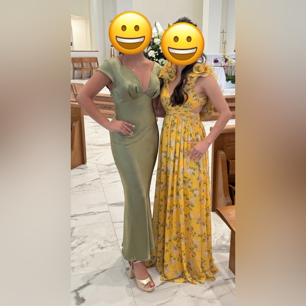 ANTONIO MELANI Yellow Floral V-Neck Maxi Dress - Picture 6 of 6